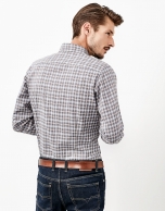 Gray and brown checked shirt