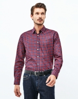 Blue and red checked shirt