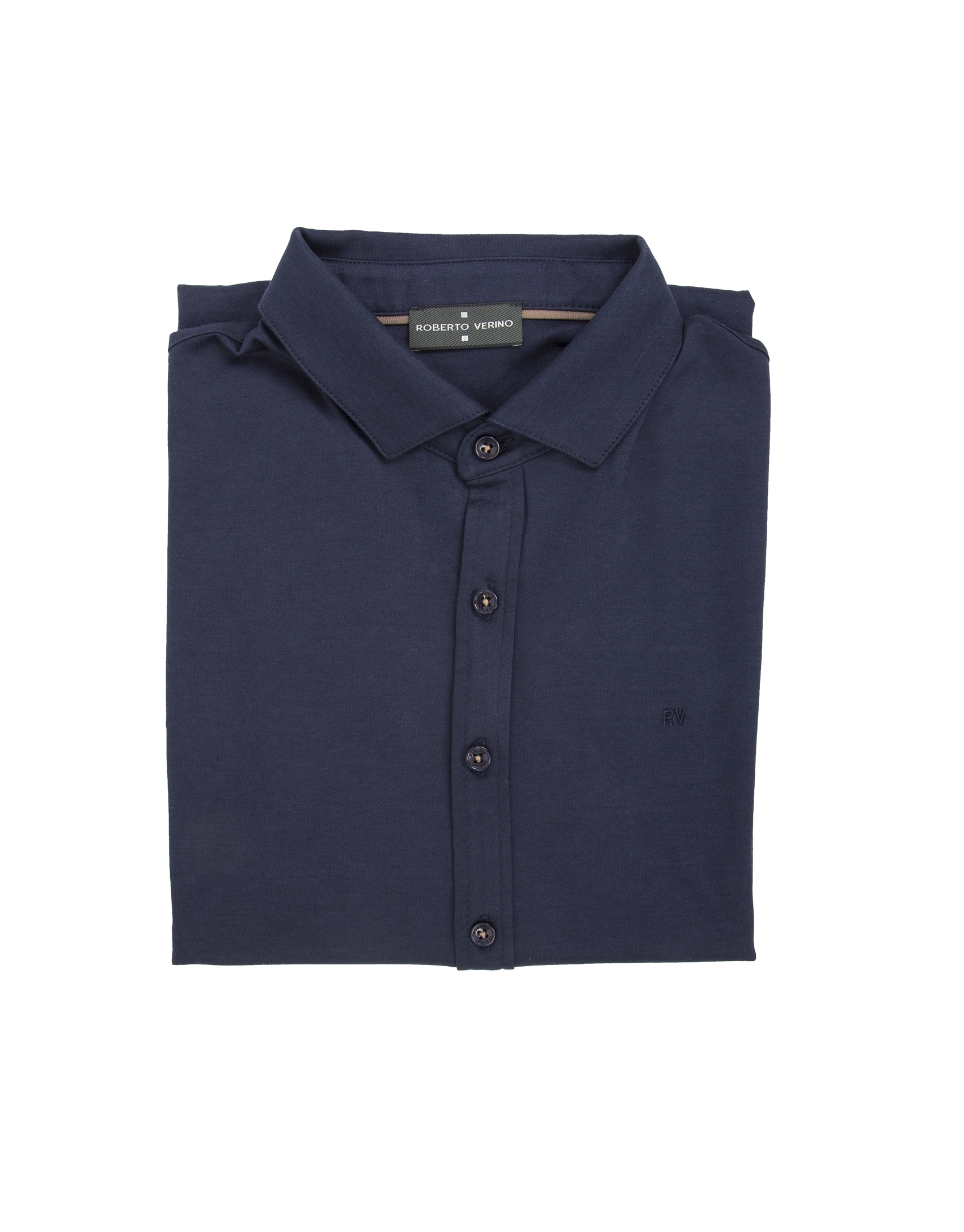 Navy polo with shirt collar 