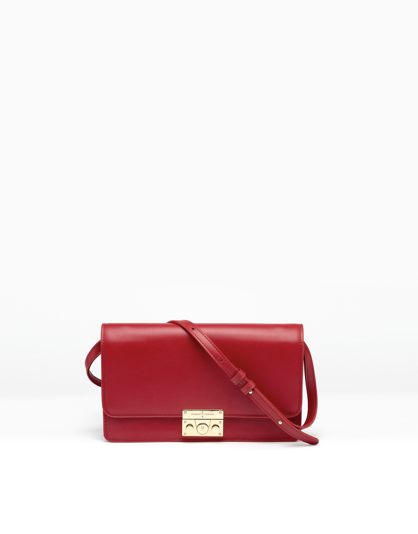 Bolso shoulder/clutch piel rojo Geraldine