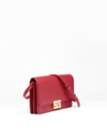 Bolso shoulder/clutch piel rojo Geraldine