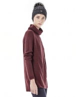 Aubergine sweater with stovepipe collar