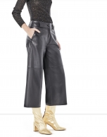 Black leather culottes