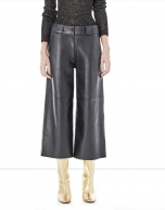 Black leather culottes