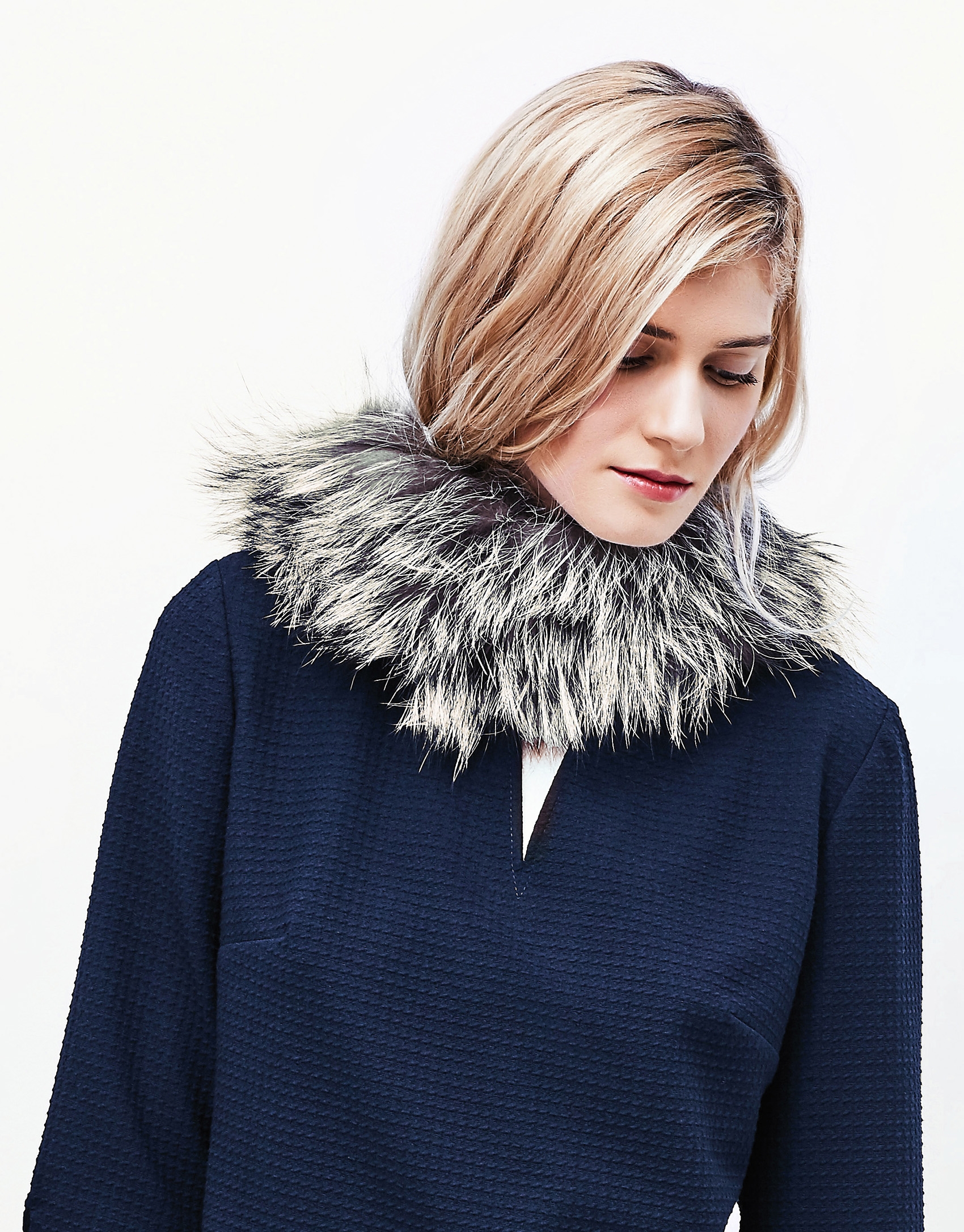 Ash gray fox fur collar