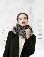 Charcoal gray fox fur collar