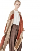 Brown geometric print cape