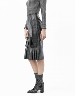 Black embossed alligator leather skirt