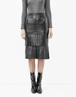 Black embossed alligator leather skirt