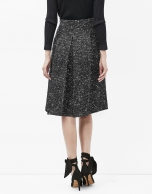 Falda midi tweed fantasía negra