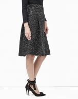 Falda midi tweed fantasía gris