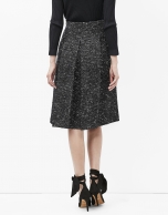 Falda midi tweed fantasía gris