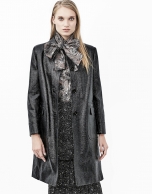 Black embossed alligator leather trench coat