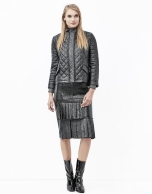 Embossed alligator leather quilted jacket