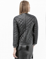 Embossed alligator leather quilted jacket