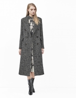 Gray herringbone tweed coat