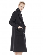 Black coat with double row of buttons