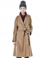 Long brown coat with belt. 