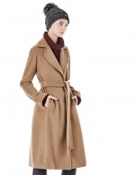 Long brown coat with belt. 