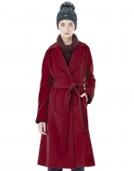 Long burgundy coat with belt. 