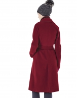 Long burgundy coat with belt. 