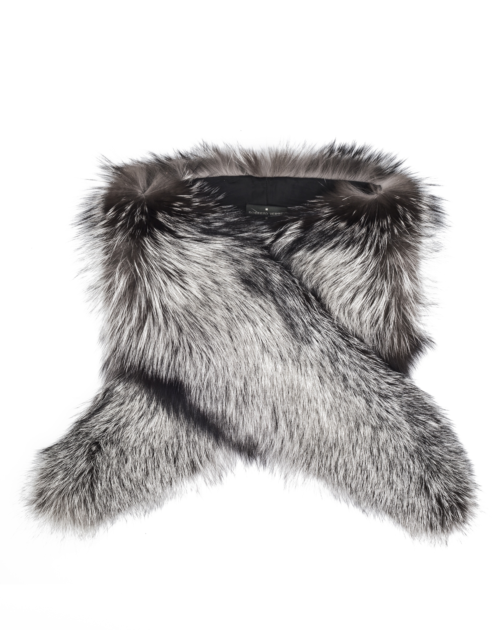 Big gray fox fur collar