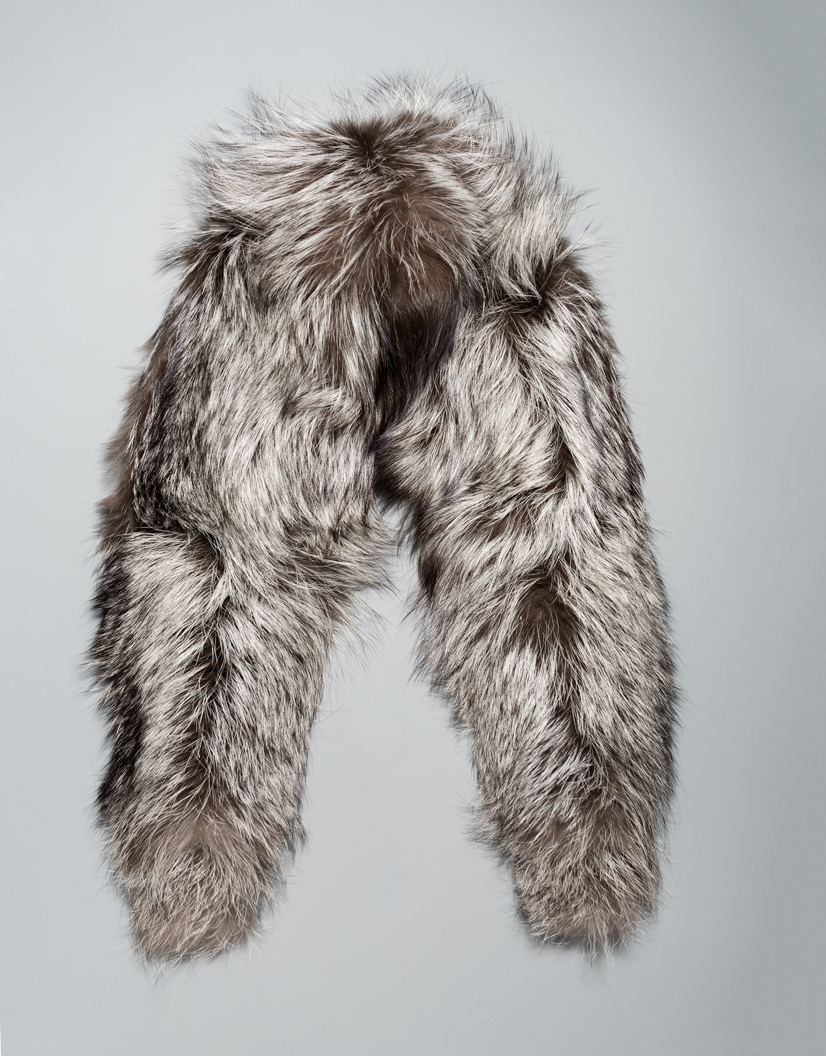 Small gray fox fur collar