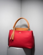 Red/camel Keops mini leather tote bag