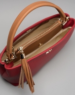 Red/camel Keops mini leather tote bag