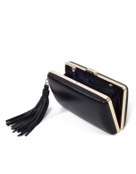 Black leather clutch Danse