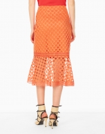 Orange godet lace skirt