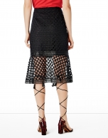 Black godet lace skirt