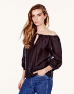 Black embroidered loose blouse