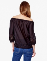 Black embroidered loose blouse