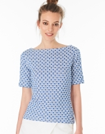 Blue openwork knit top