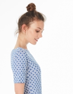 Blue openwork knit top