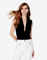 Top with draped collar