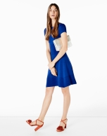 Blue knit dress with flounce