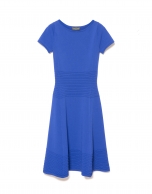 Blue knit dress with flounce