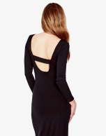 Long black knit dress