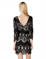 Black lace dress with contrasting lining