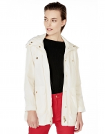 Beige hooded trench coat