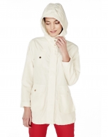 Beige hooded trench coat