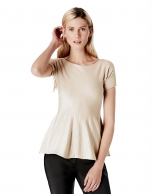 Beige peplum cut sweater