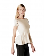 Beige peplum cut sweater