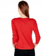 Red sweater with square neck