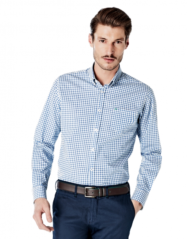 Blue and green checked sport shirt - Collection | Roberto Verino