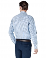 Blue and green checked sport shirt