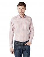 Light blue and orange checked sport shirt