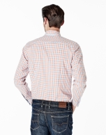 Light blue and orange checked sport shirt